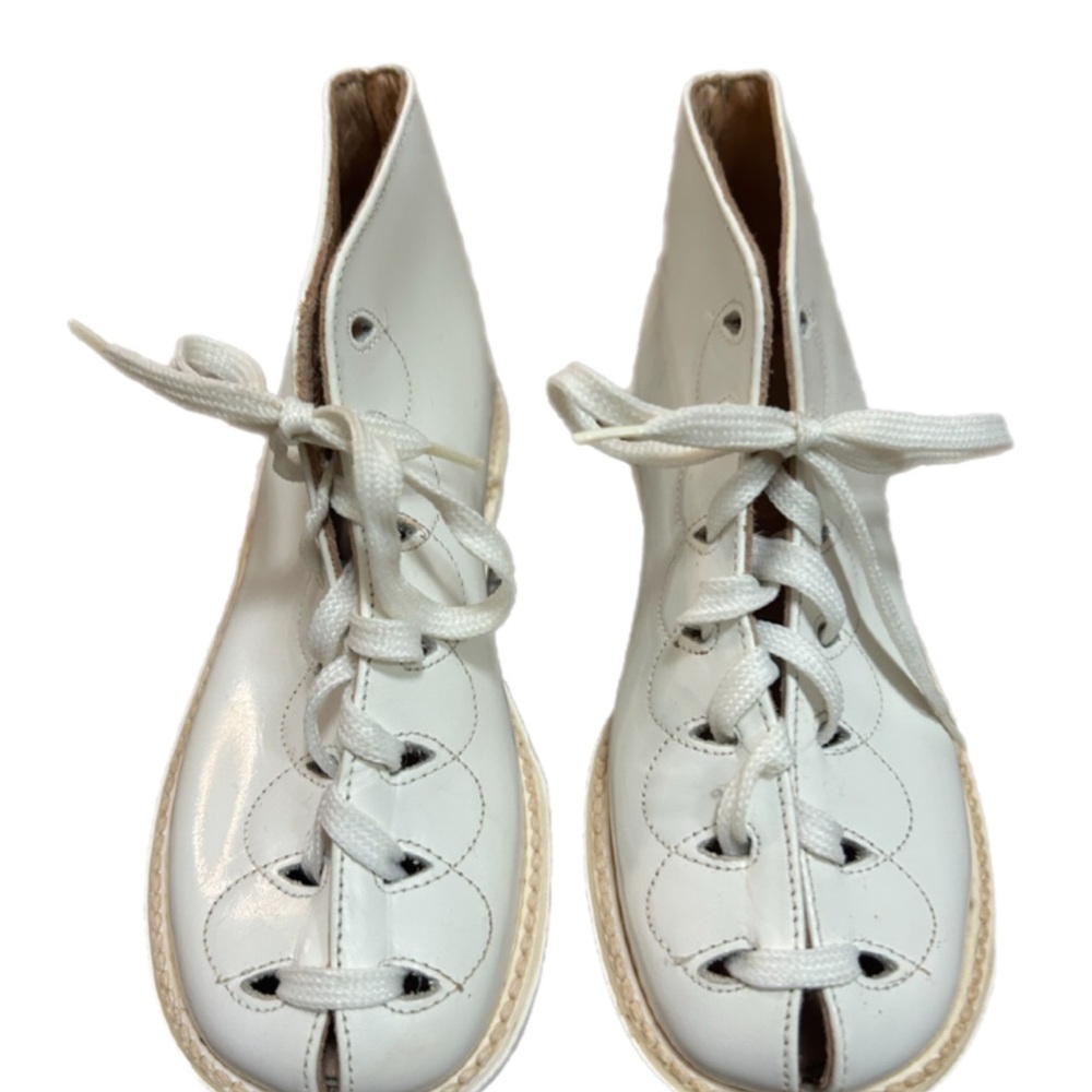Never Worn Leather Lace Up Mickey White Bootie  Cowboy Style Sole for Toddlers
